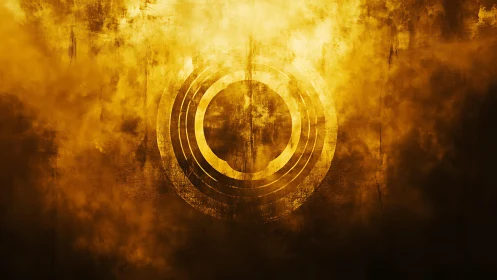 Abstract golden rings on textured background, digital grunge style.
