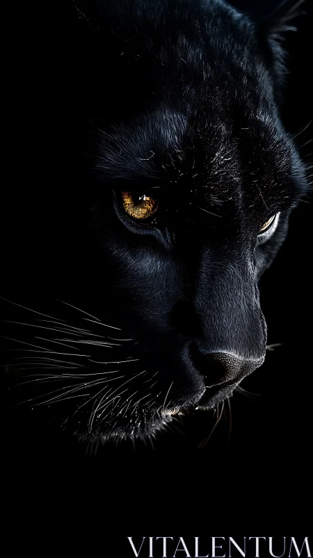 Mysterious Black Cat's Golden Gaze.