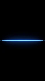 Horizontal neon blue light bar slices through black void