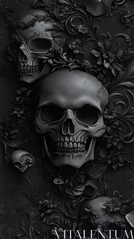 Velvet dusk skull garden tangled in gothic blossoms.