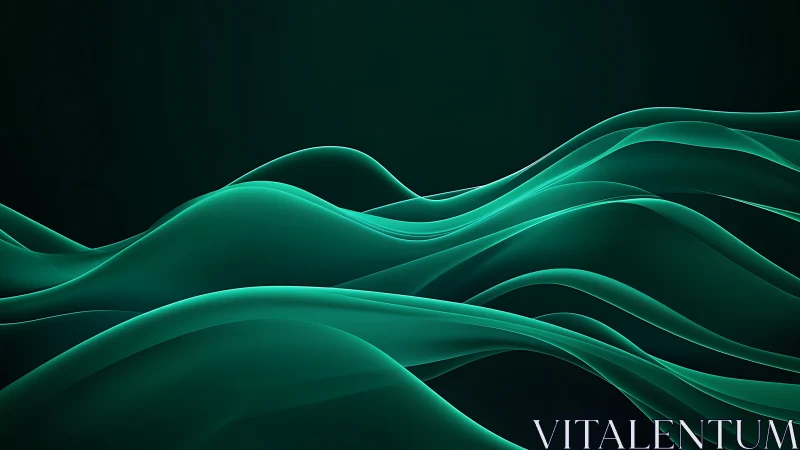 Emerald translucent waves flow across a dark horizon.