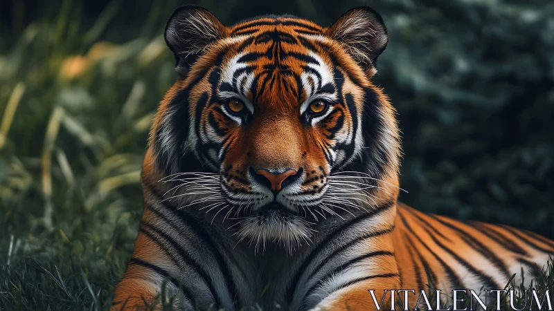 Hyper-detailed tiger portrait renders controlled chiaroscuro lighting