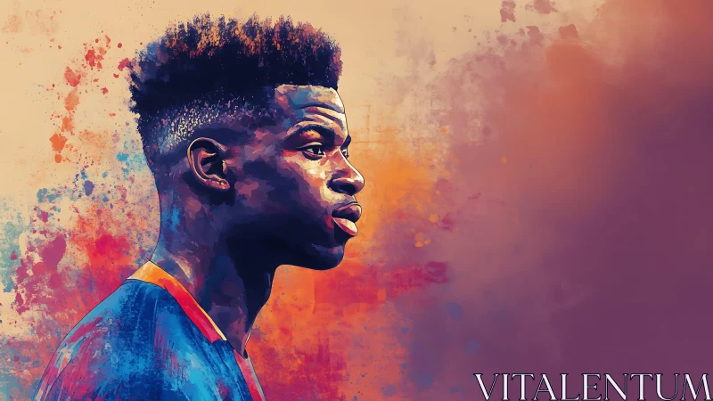 Side profile portrait of young man in colorful splashes