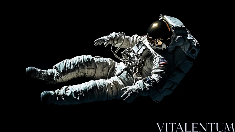 Peaceful astronaut drifting in the quiet glow of space.