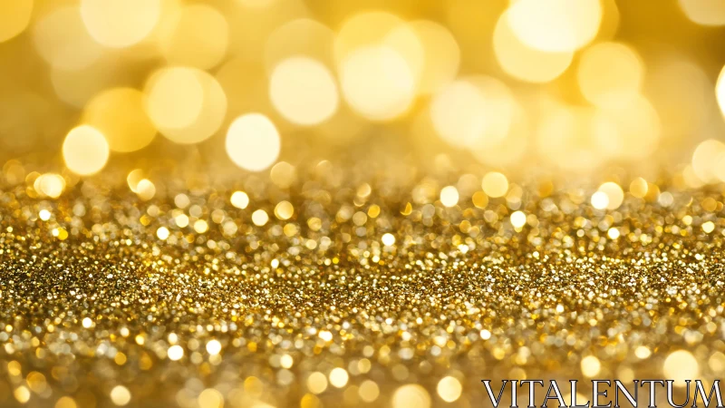 Gold glitter surface in sharp macro focus with bokeh lights