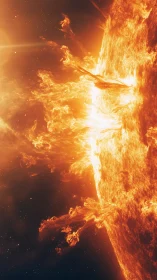 Solar surface erupts with towering magnetic plasma arcs.