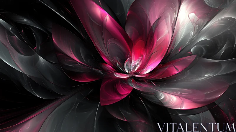 Fractal petal vortex with luminescent magenta diffusion field.