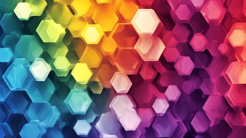Prismatic hexagon field blends rainbow spectrum into soft depth