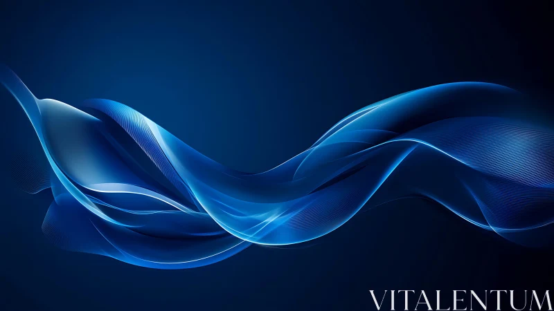 Blue translucent digital waveforms on dark gradient background.