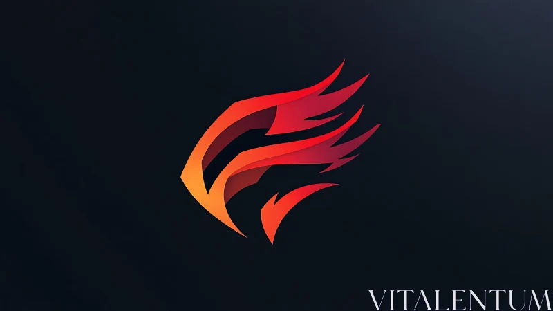 Abstract fiery phoenix head logo on dark gradient background.