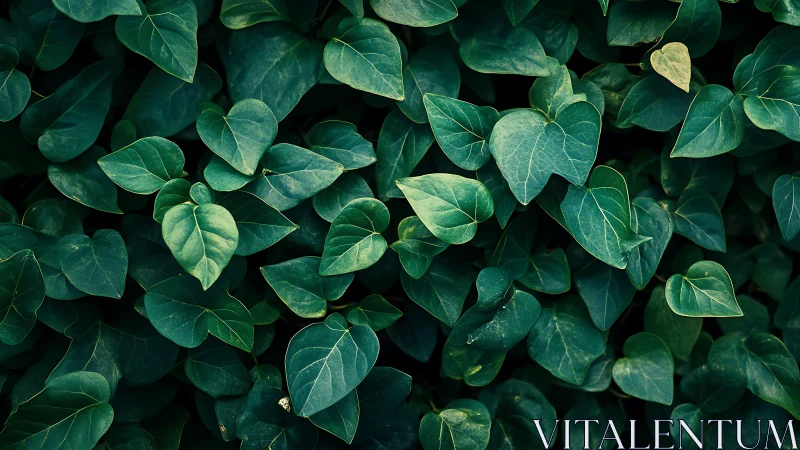 Dense heart-shaped green foliage with cool tonal variation field