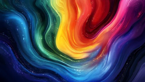Vibrant cosmic swirl forms radiant multicolored energy vortex