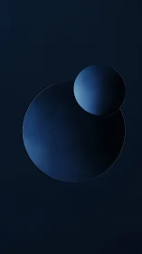Dual overlapping dark blue discs form minimalist geometric study
