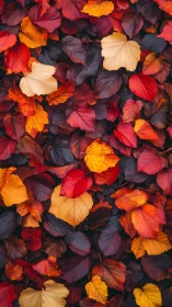 High saturation macro study of layered autumn foliage textures