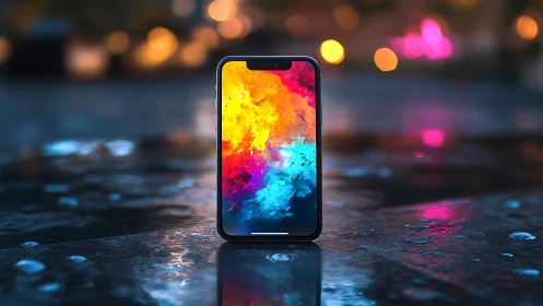 Vibrant liquid dreams burst through glass-bound device