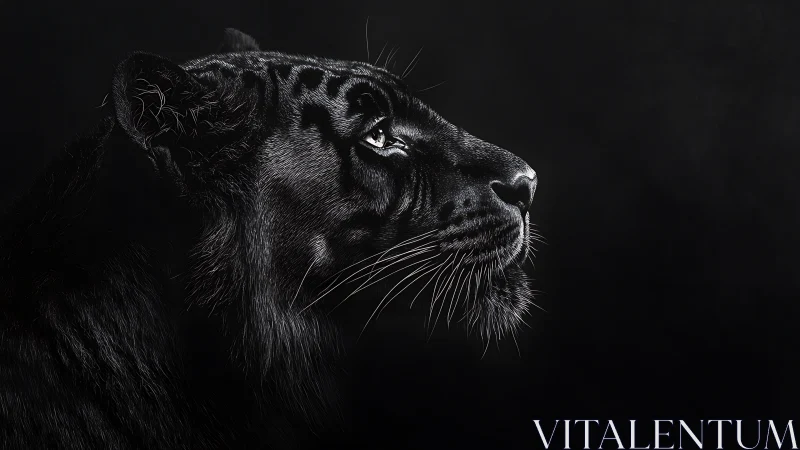 Black Panther Profile Study with Monochromatic Detail.