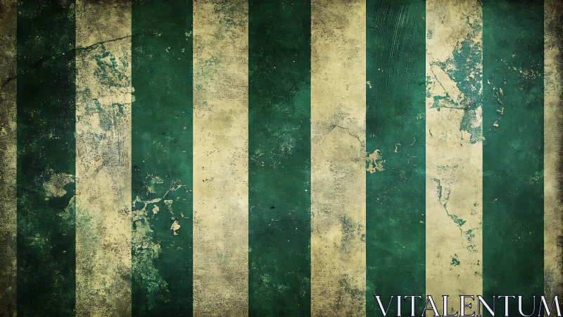 Weatherworn emerald stripes on carnival-tired wall.