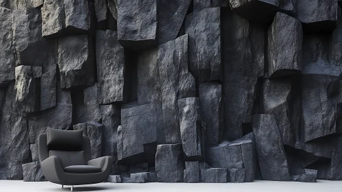 Three-Dimensional Basalt Wall with Architectural Interior.