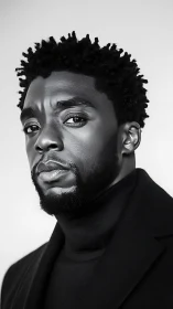 Monochrome gaze of quiet strength in sculpted portraiture.