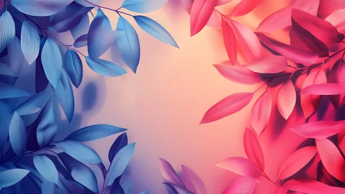 Digital foliage gradient with opposing duotone leaf clusters.