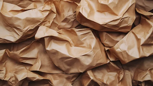 Crumpled kraft paper texture with layered folded surfaces.
