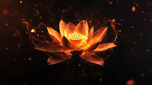 Molten lotus rises and scatters embers through silent night