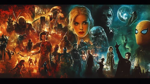 Heroic and villainous forces collide in fiery urban realms.