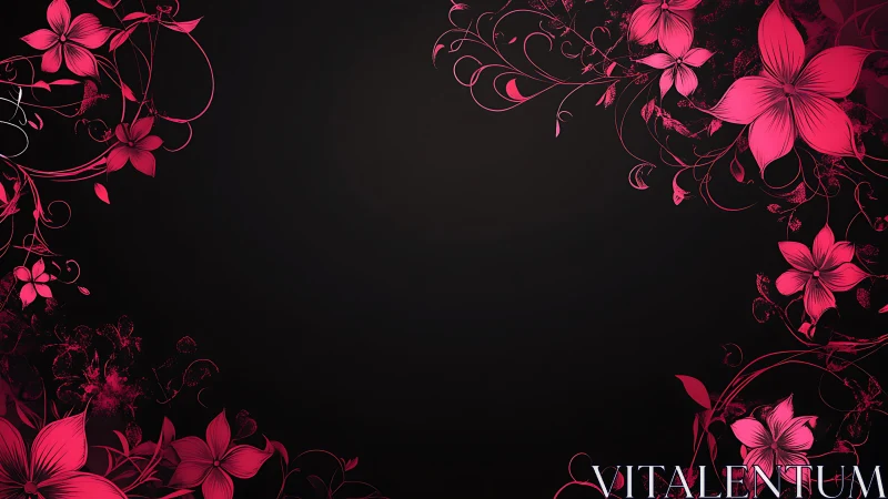 Hot Magenta Blooms Framing Dark Elegance.