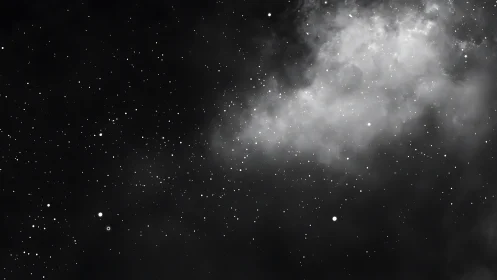 Monochrome star field extends across space with nebular cloud