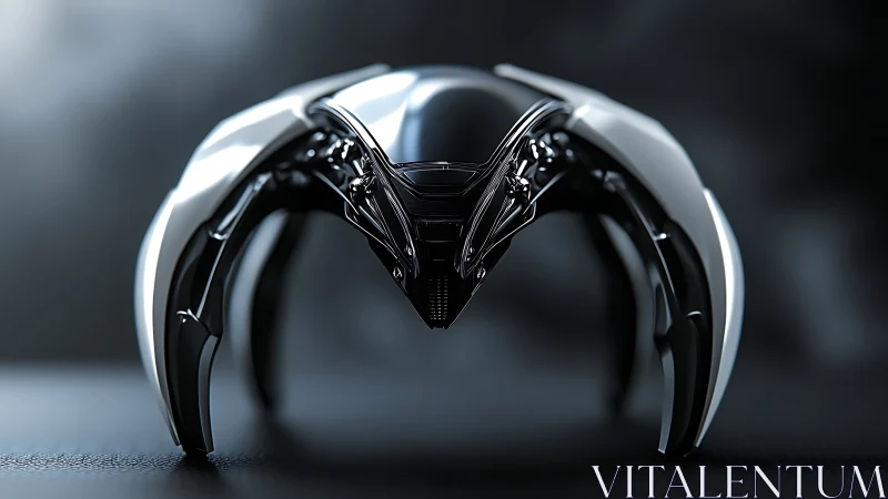 Sleek futuristic robot creature poised in quiet focus.
