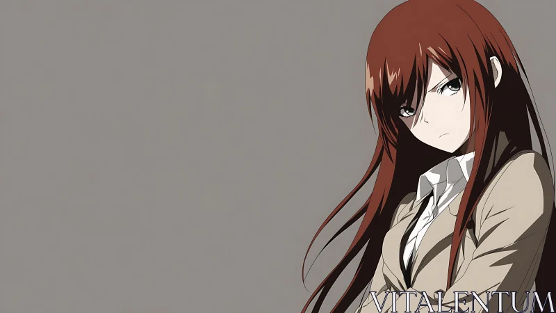 Female anime character with long hair on plain background.