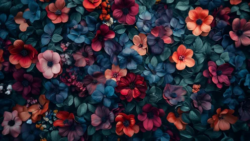 Floral Garden Overhead Dense Bloom Pattern.