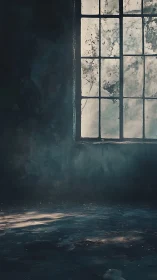 Dusty industrial window casting cold ambient shafts.