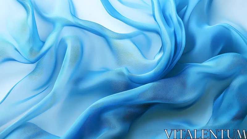 Translucent blue fabric folds occupy a softly lit surface