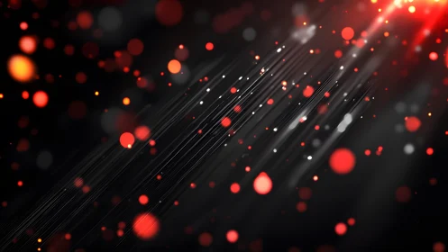 Abstract red and black light streaks with glowing bokeh effect.