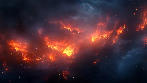 Celestial Fire Formation Against Starfield Backdrop.