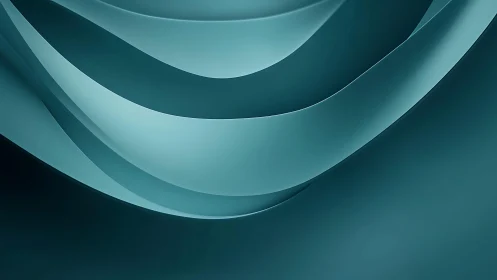 Smooth Teal Abstract Waves Digital Art Background.
