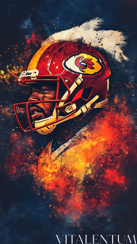 Football player profile rendered with explosive paint effects