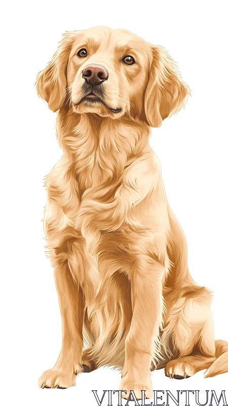 Golden retriever portrait with detailed digital fur rendering.