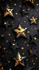 Black matte stars frame shimmering golden starfield pattern