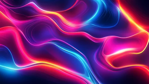 Neon light waves forming abstract flowing ribbons.