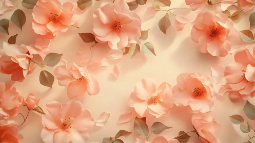 Delicate Coral Floral Composition Against Soft Gradient.