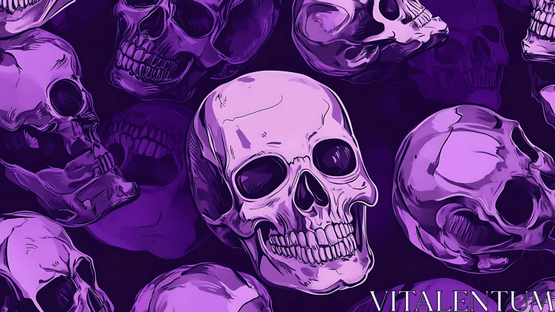 Purple human skull pattern in repetitive vector illustration.