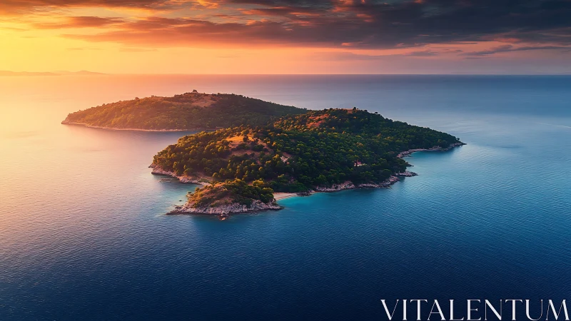 Emerald Islands Bathed in Golden Twilight Glow.