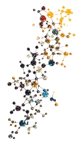 Colorful molecular constellations in a playful orbiting dance.