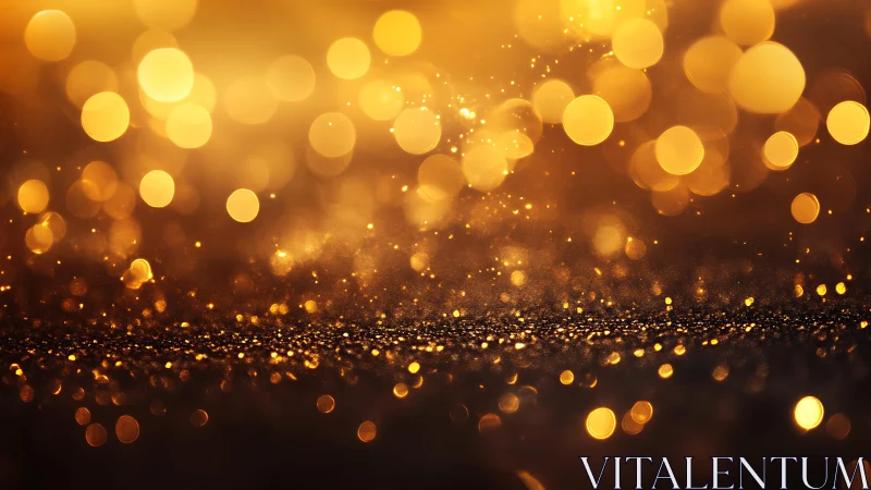 Golden bokeh lights with sparkling glitter in festive abstract style.