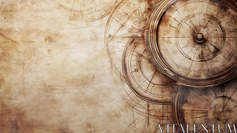 Worn clockwork diagrams circle gently across aged paper