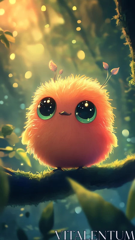 Bioluminescent forest creature with fur and antennae glow