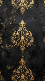 Gilded damask blooms quietly against a storm-dark canvas