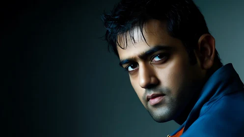 Brooding male portrait in moody cinematic side lighting.